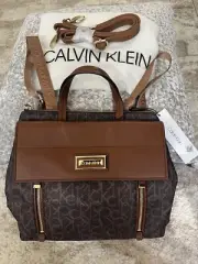 CALVIN KLEIN Monogram Leather & Canvas Backpack with Addt'l Strap (New)