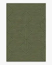 200' x 290' | Machine Washable Runner Rug | Kid & Pet Friendly | Indoor Rug | Jonathan Adler Labyrinth Fern Green Rug | Ruggable