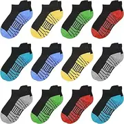 [LAETBBE] 12 Pairs Boys Socks Children's Socks Sports Socks Boys Trainer Socks Cotton School Child Socks Black White for Children 1-14 Years