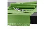 Cotton Ribbed Table Runner Apple Green by Hoydu