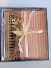Address Book Notebook Desk Gift Set 4 Matching Pencils Pink Floral Striped New