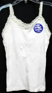NEW Y2K Limited Too White Tank Top Cami Shirt sz 7 V-Neck Sequins Ribbon Lace