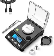 Digital Milligram Scale, 20g Professional Portable Mini Scale, 0.001g Precise Graduation, Digital Pocket Scale with 20g Calibration Weights Tweezers (Batteries Included)