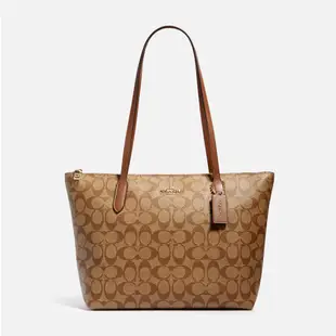 COACH 肩背包 Zip Top Tote In Signature Canvas