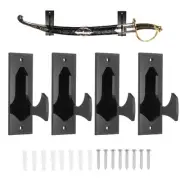 4 Pcs Sword Holder Wall Mount Sword Racks with Mounting Tools for Knife, Black