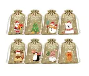 Christmas Burlap Gift Bags with Drawstring 8 PCS
