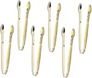 Ciieeo 6pcs Gold Plated Mini Serving Tongs Stainless Steel Sugar Cube Tongs for Tea Parties Coffee Bars Buffets and Home Use