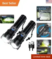 Rechargeable Flashlights 900,000 High Lumens - 2 Pack, Super Bright 12 Hours ...