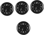 4pcs Car Luminous Clock Automotive Clock Car Stick on Clock Dashboard Clock Auto Clock Truck Clock Mini Round Clock Car Clock Car Dash Clock Auto Stick on Clock Zinc Alloy Black