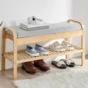 Furnic Bamboo Flip Top Shoe Storage Bench with Cushion