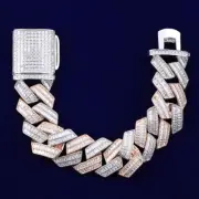 C-Sharp | VVS Diamond CZ Cuban Link Hip Hop 24k Silver Rose Gold Plated Bracelet
