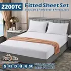 2200TC Soft Fitted Sheet Sets 3 Pieces Single/KS/Double/Queen/King Bed (No Flat)