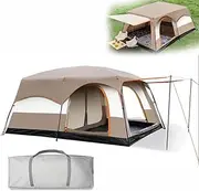 Extra Large Tent 10-12 Person, Family Tunnel Tent, 2 Rooms,3 Doors, 1 Windows, Double Layer Inside and Outside, Wind and Sun Protection with Carry Bag, Big Tent for Outdoor Picnic, Family Gathering