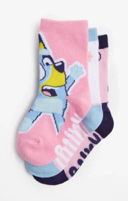 GIRLS 3 Pack of crew Socks BLUEY size 9-12 (5-7years ) NEW