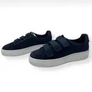 Sandro Paris Marine Blue Leather Suede E17 Amazing Sneakers
