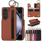For Samsung Galaxy Z Fold3 4 5 6 Loop Wallet Pen Holder Leather 2in1 Case Cover