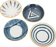 FUNOMOCYA 4Pcs Japanese Style Ceramic Spice Dishes Seasoning Plates for Dipping Sauces Condiments and Appetizers for Home and Restaurant Use