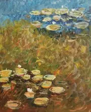 Pond-Monet style -#1, 15x11 - 100% Hand painted Oil painting on Canvas,