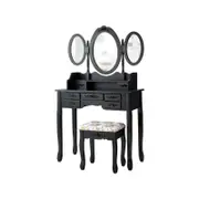 Costway Dressing Makeup Table Set w/7 Drawers Home Black