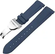 EKSIL for Tudor Heritage Rubber Watchband 22mm Silicone Watch Strap for Tudor Heritage Waterproof Bracelets (Color : Blue Folding, Size : 22mm)