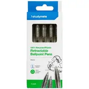 Studymate Recycled PET Ballpoint Pens 5 Pack Black