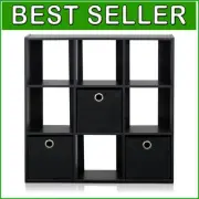 Stylish 9-Cube Organizer with Bins - Perfect for Small Spaces (Espresso/Black)