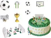 Homiliky 16 PCS Football Cake Decorations Boys Birthday Football Cake Toppers Personalised Soccer Cupcake Toppers for Men Kids Sports Football Themed Cake Decorations Cake Plugin Party Supplies