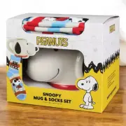 Precious Moments Peanuts Snoopy Mug & Socks Set 20 oz Mug & Joe Cool Crew Socks