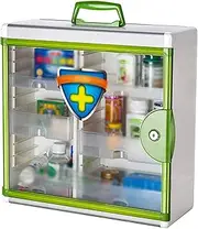 First Aid Kit, Aluminum Alloy Wall-Mounted Dual-Purpose Medicine Storage Box, Convenient Service Box with Lock, Emergency Rescue Protective Equipment Medicine Cabinet,Green tuba