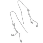 925 Solid Pure Sterling Silver Threader Bead Designer Shiny Pretty Cool Earrings