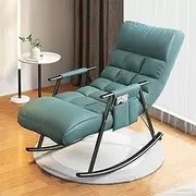 Rocking Chair Accent Glider Lounge Chair Recliner for Living Room Bedroom,Occasional Chairs Backrest 5 Positions and Soft Padded Cushion (Color : Sea Blue, Size : Black feet)
