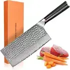 Japanese Damascus Meat Cleaver - Razor Sharp Kitchen Knife with G10 Handle