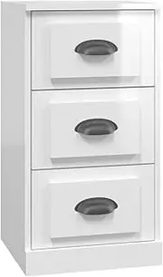 3 Drawer Chest, Dresser for Bedroom, Dresser Organizer, Tall Dresser Chest of Drawer, Mid Century Modern Sideboard for Home Office, Living Room, Bedroom, High Gloss White 36x35.5x67.5 cm