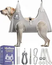 Loflaze Dog Grooming Hammock Harness for Dogs & Cats with Pet Nail Clipper Trimmer - Cat Hanger Sling for Trimming Clipping Nails- Dog Hammock Restraint Bag for Small Medium Large pet （ Grey XL ）