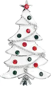 [Gyn&Joy] Christmas Brooch Crystal Winter Holiday Christmas Tree Holiday Pin Xmas Gift