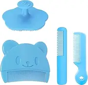 Pack of 4 Baby Brush, Gentle Milk Scab Comb, Baby Hair Brush, Effective Head Gneiss Removal, Scab Comb Baby, Helps Gently Clean Massage The Scalp for Newborns and Babies (Blue)