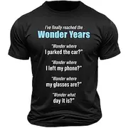 Men's Wonder Years Letter Printed Funny T shirt Tee Top 100% Cotton Short Sleeve Graphic Shirt Black Army Green Dark Blue Comfortable Tee Vacation Street Fashi
