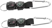 EXHUMKY 2pcs Carabiner Clip On Compass: Pocket Compact Compass Keychain with Thermometer Backpacks Hiking Keychain for Kids Hiking Keyring Outdoor Camping