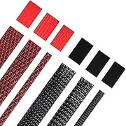 6 Rolls of 16 ft Wire Loom Braided Cable Sleeve with 127 Pieces Heat Shrink Tube for Audio Video and Other Home Device Cable Automotive Wire (Black and Red,1/4 Inch, 3/4 Inch, 1 Inch)