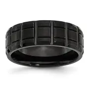 Chisel Titanium Brushed and Polished Black IP-plated 8mm Notched Band