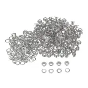 Grommets Kit 200set-4mm 1/6" Hole Metal Eyelets Grommet Tool,Silver Tone