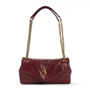 [Saint Laurent] Saint Laurent-Burgundy Ysl Calypso Nappa Leather Shoulder Bag-Donna OS OS