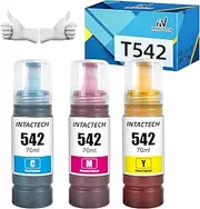 IN INTACTECH Compatible Ink Replacement for Epson 542 T542 Cyan Magenta Yellow Ink Bottle Work for ET-5800 ET-5850 ET-5880 ET-16600 ET-16650 Printer (70ml, Color Combo Pack)