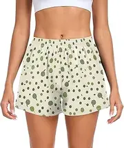 [FRODOTGV] Green Polka Dot Womens Athletic Shorts Ouick Dry Work Out Shorts for Running Lounging Fishing Hiking S