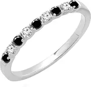 [Dazzlingrock Collection] Round Gemstone and White Diamond Ladies Stackable Wedding Band, 14K White Gold