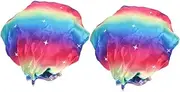 DECORNIJIA Washable Comfortable Women's Shower Cap 2 Piece Set Double Layer Satin Large Elastic Band Fit for Long Hair Bath Time
