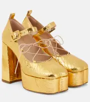 [Simone Rocha] Simone Rocha Leather ballerina platform pumps AU 4 gold