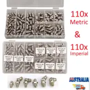220pcs Hydraulic Grease Nipple Fitting Kit Metric&Imperial Mechanical Lubricant