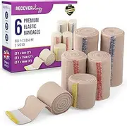 Premium Elastic Bandage Wrap with Self-Closures – 6 pack (2x5cm, 2x7.5cm, 2x10cm) – Compression Bandage Wraps for Wrists, Elbows, Ankles, Knees, Thighs and Torso - Self Adhesive