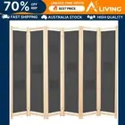 6-Panel Room Divider Grey 240x170x4 cm Fabric Privacy Screen Home Decor Pa 48178